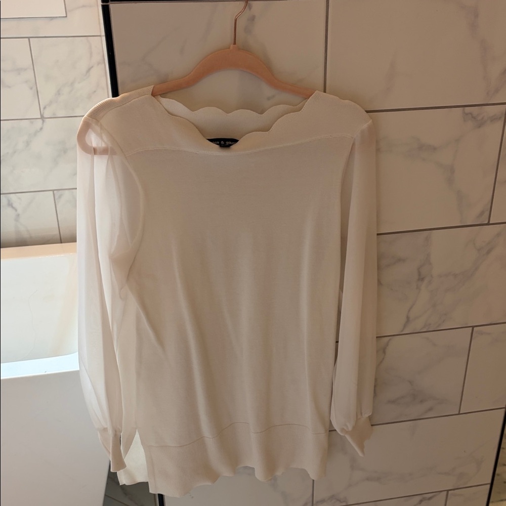 Cable & Gauge Cream Scalloped Top